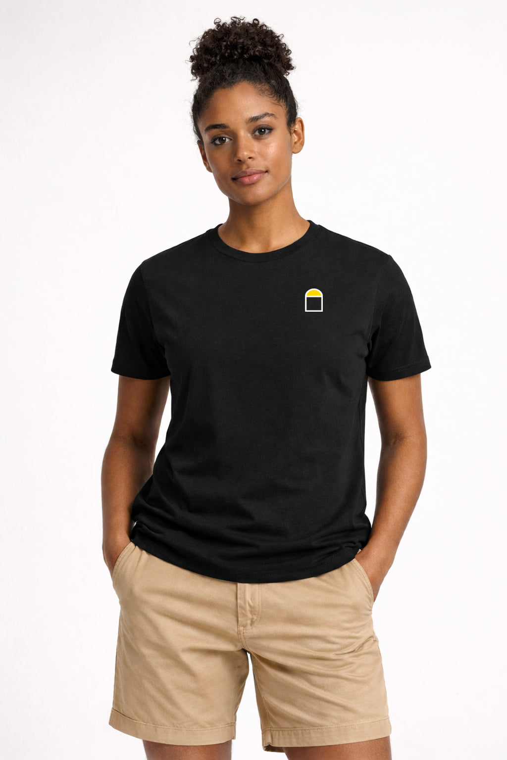 T-shirt cyclisme noir Le Borné porté Par une femme